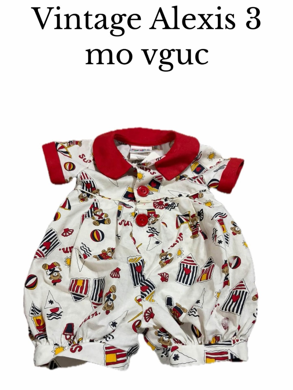 Vintage Alexis 3M Beach Teddy Bear Bubble Romper – vguc